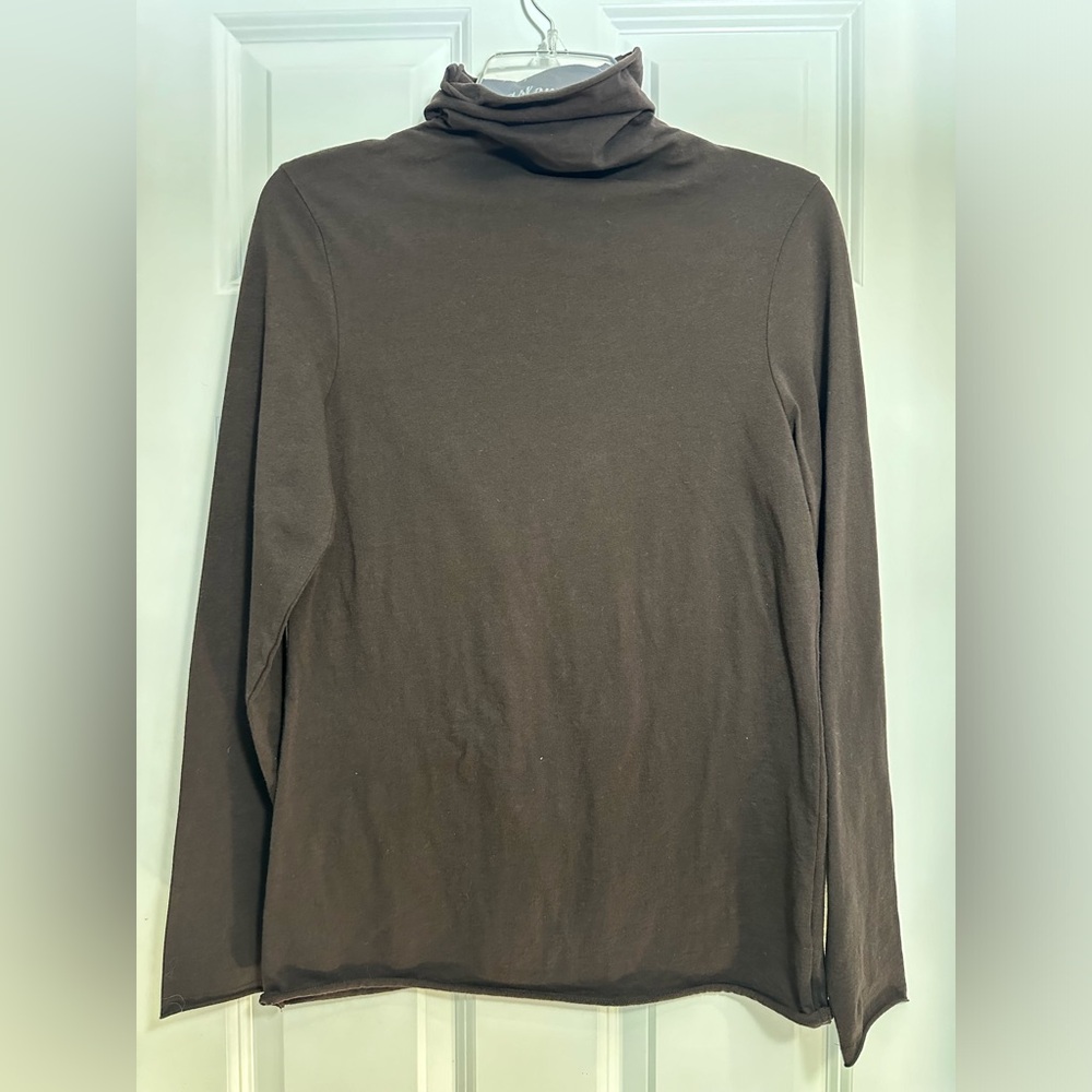 Medium women’s Caslon brand mock neck, brown, long sleeve shirt